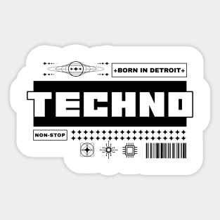 TECHNO  -  Born In Detroit (black) Sticker